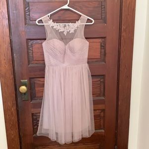 Jenny Yoo collection bridesmaid dress. Mink grey, tulle.